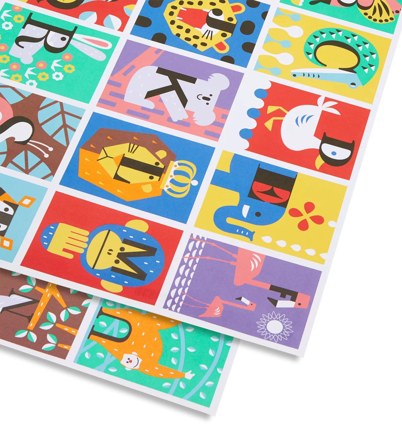 Colourful Alphabet Animal Gift Sheet Wrap