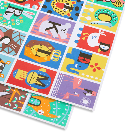 Colourful Alphabet Animal Gift Sheet Wrap
