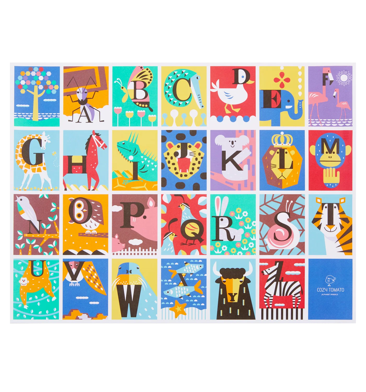 Colourful Alphabet Animal Gift Sheet Wrap