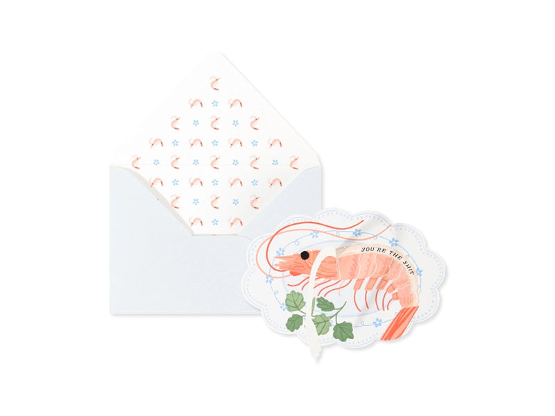 Funny Shrimp Greeting Card w/ Surprise Pull Tab Message