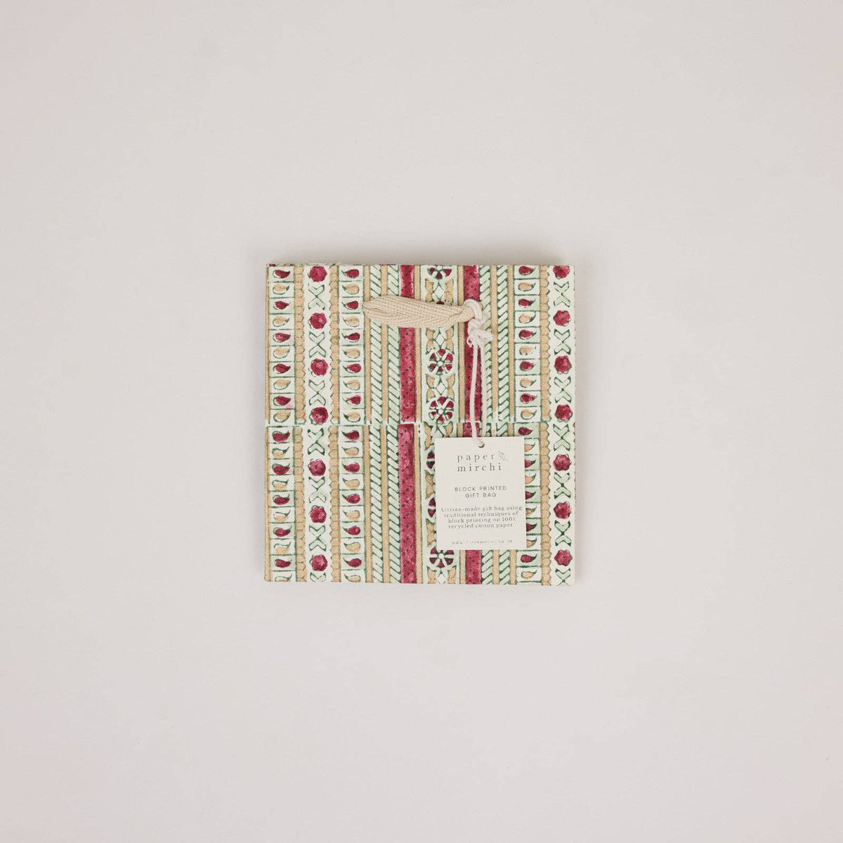 Block Printed Gift Bags (Small) - Traditional Christmas
