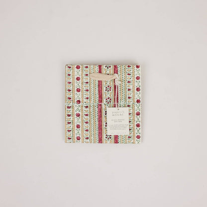 Block Printed Gift Bags (Small) - Traditional Christmas