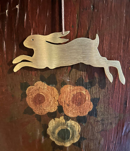 Solid Brass Leaping Hare decoration 