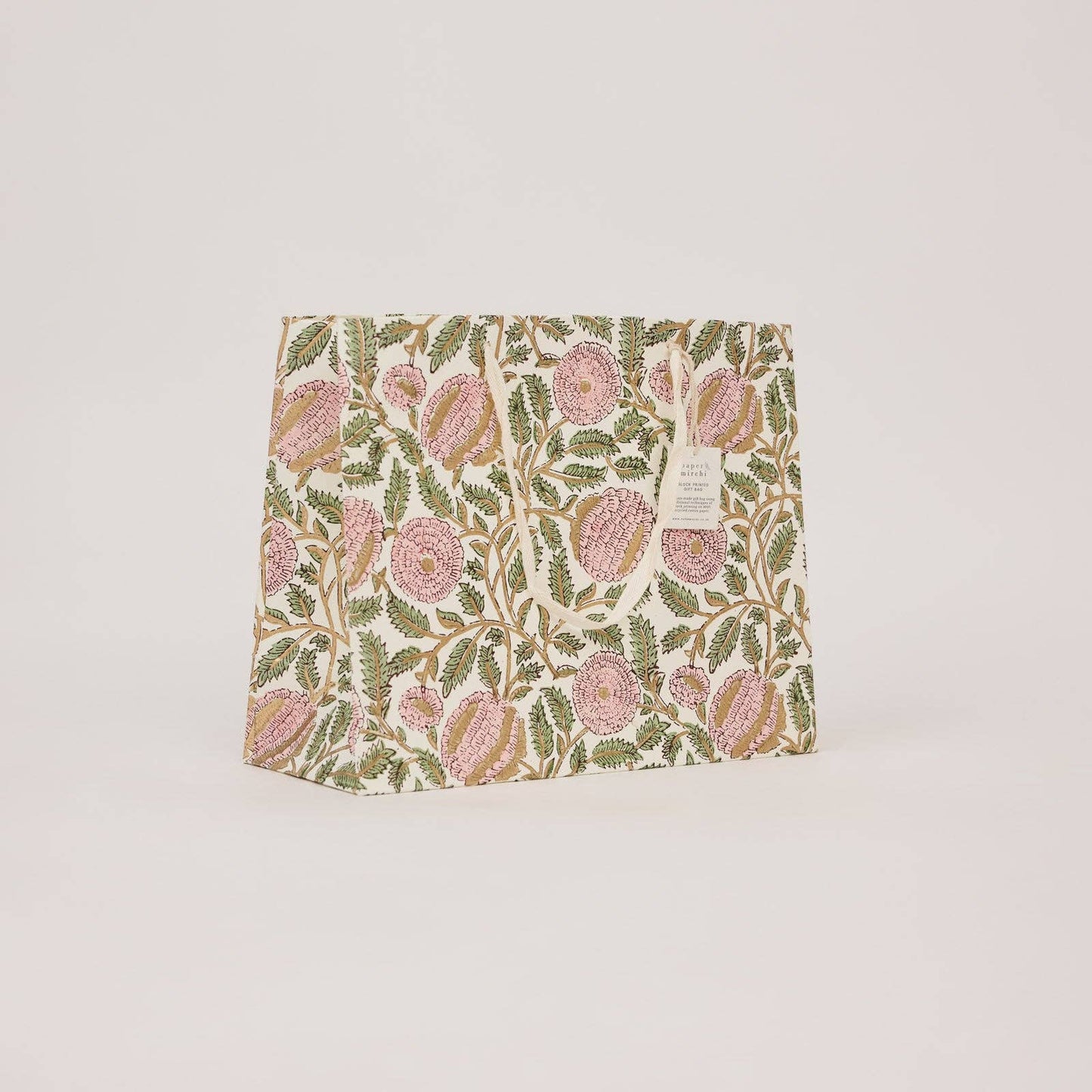 Hand Block Printed Gift Bags (Large) - Blush Refresh Collection