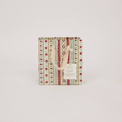 Block Printed Gift Bags (Small) - Traditional Christmas