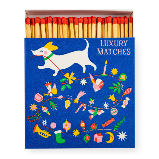 Archivist Square Box Matches - Festive Dog