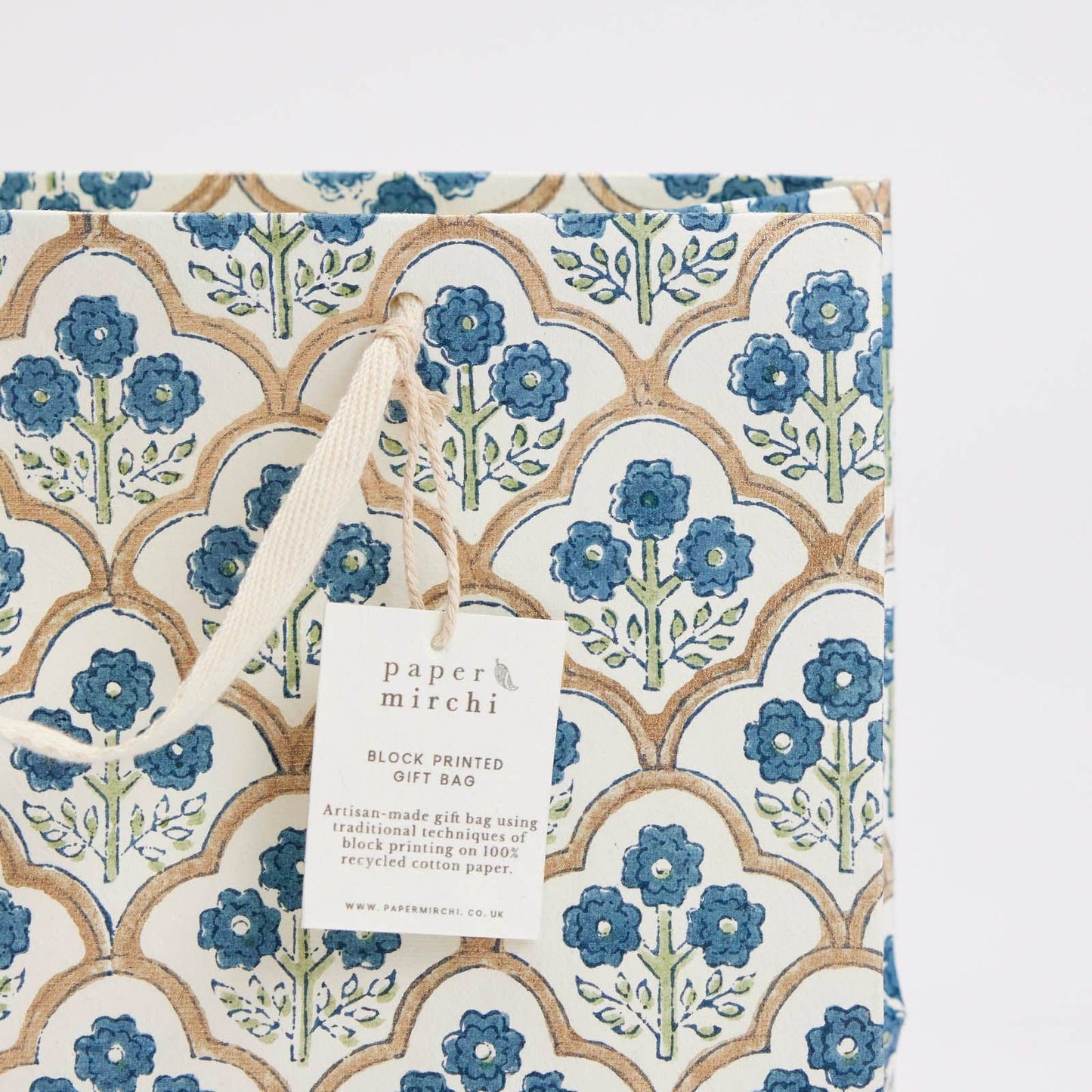 Hand Block Printed Gift Bags (Medium) - Indigo Collection