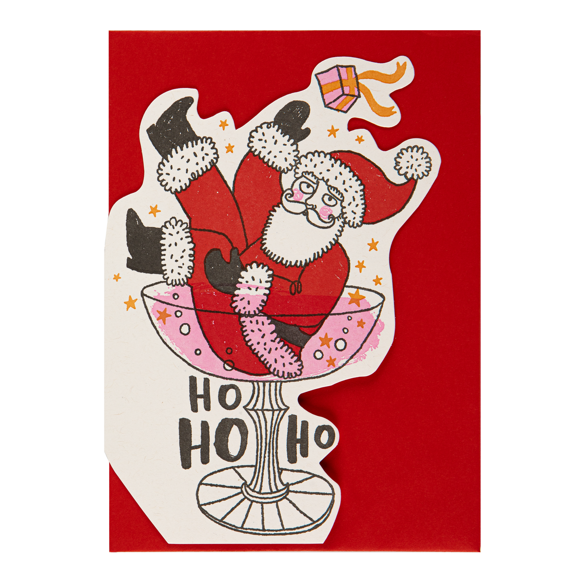Father Christmas Champagne | Cut-Out | Greeting Card