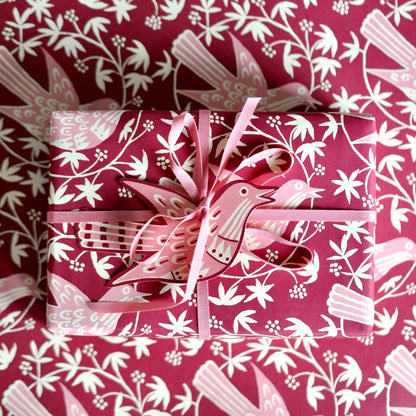 Cambridge Imprint 5 Fancy Songbird Gift Tags In Bramble