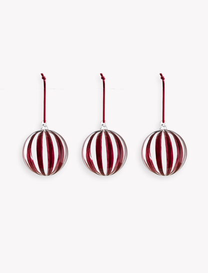 Purton Striped Christmas Bauble - Berry