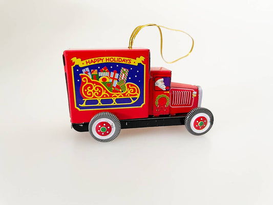 Christmas decoration truck, red