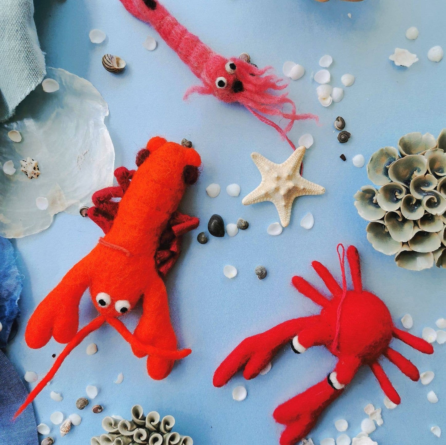 Handmade Felt Hanging Sebastian Crab Biodegradable Felt