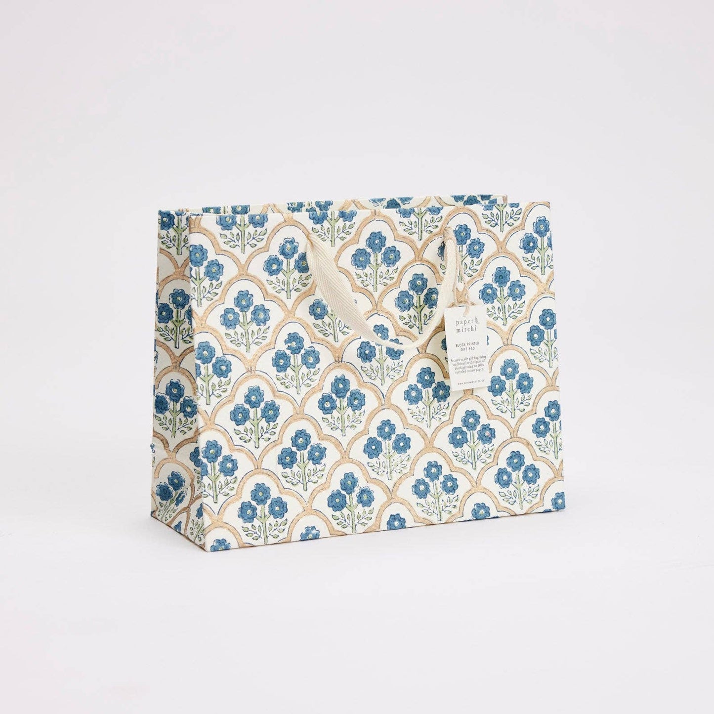 Hand Block Printed Gift Bags (Medium) - Indigo Collection