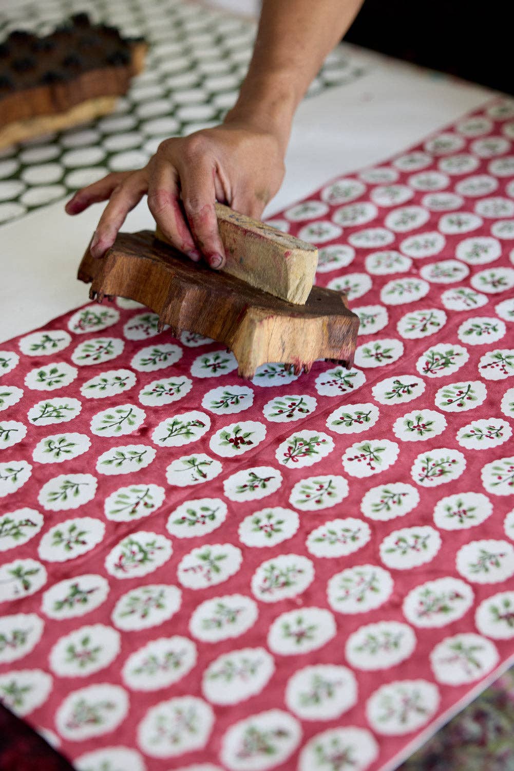 Block Printed Gift Bags (Large) - Christmas Pudding
