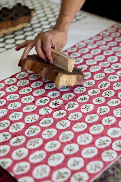 Block Printed Gift Bags (Large) - Christmas Pudding