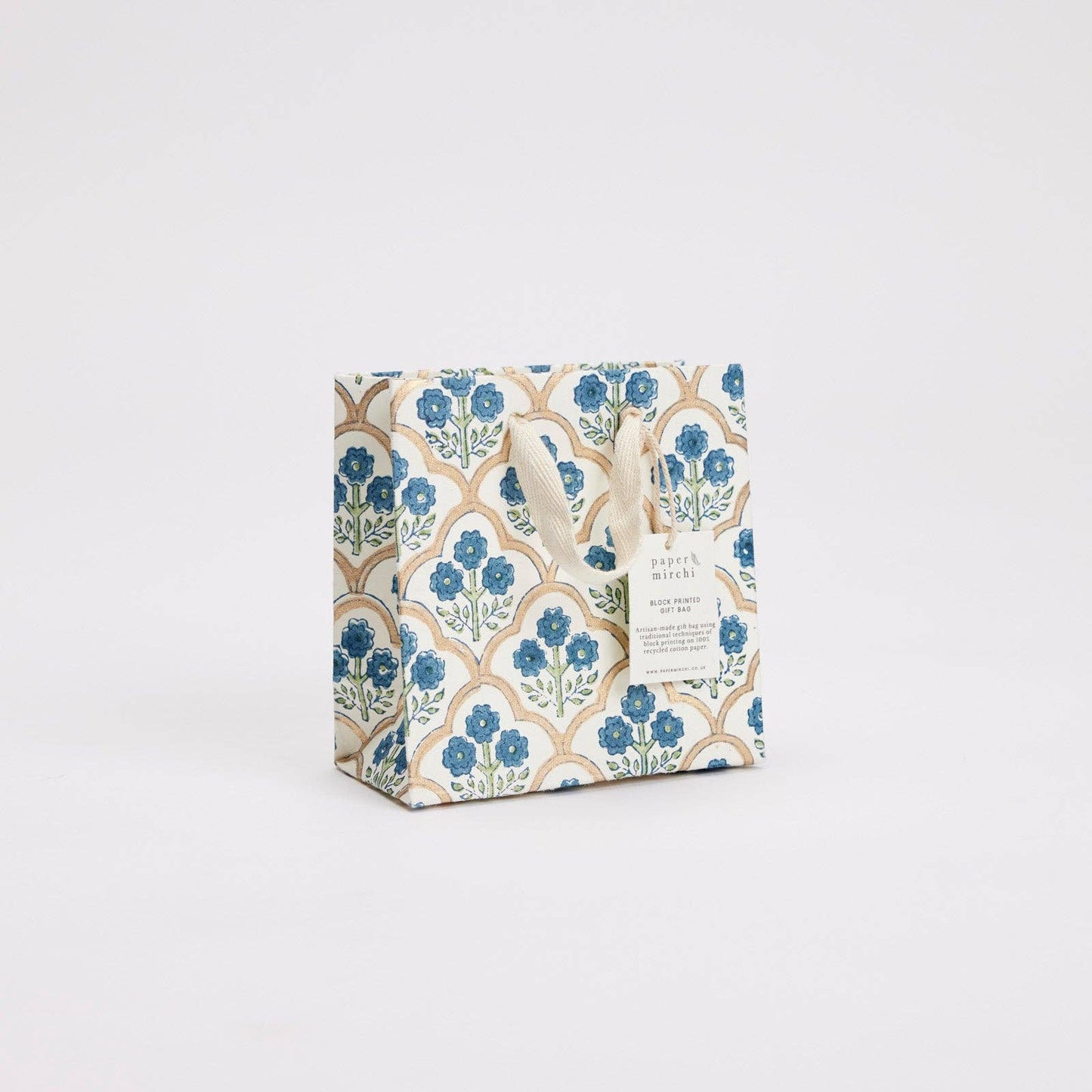 Hand Block Printed Gift Bags (Small) - Indigo Collection