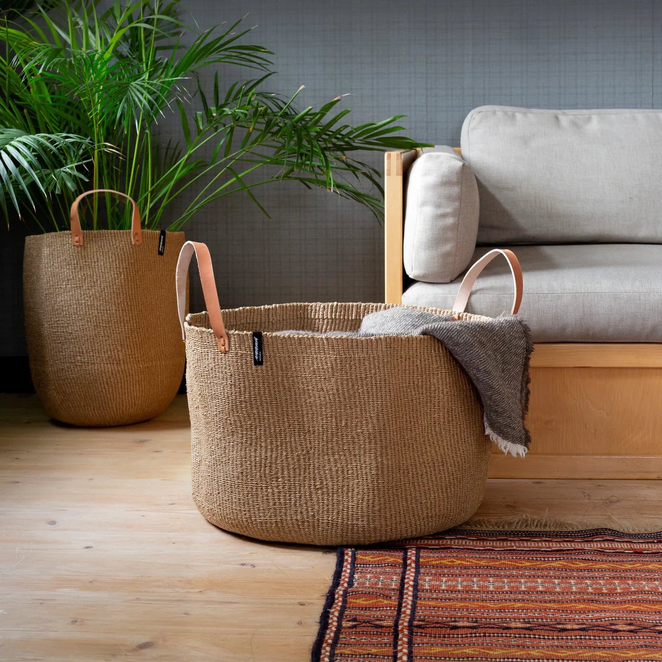 Kiondo Floor Basket - Brown with Handles - XXL