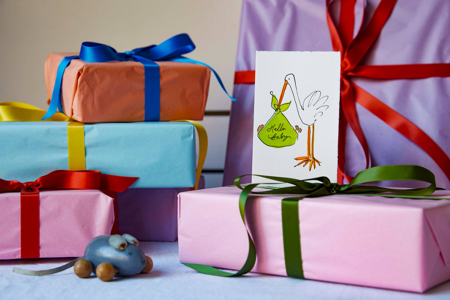 Hello Baby (Stork): Brown & Green