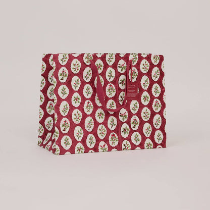 Block Printed Gift Bags (Large) - Christmas Pudding