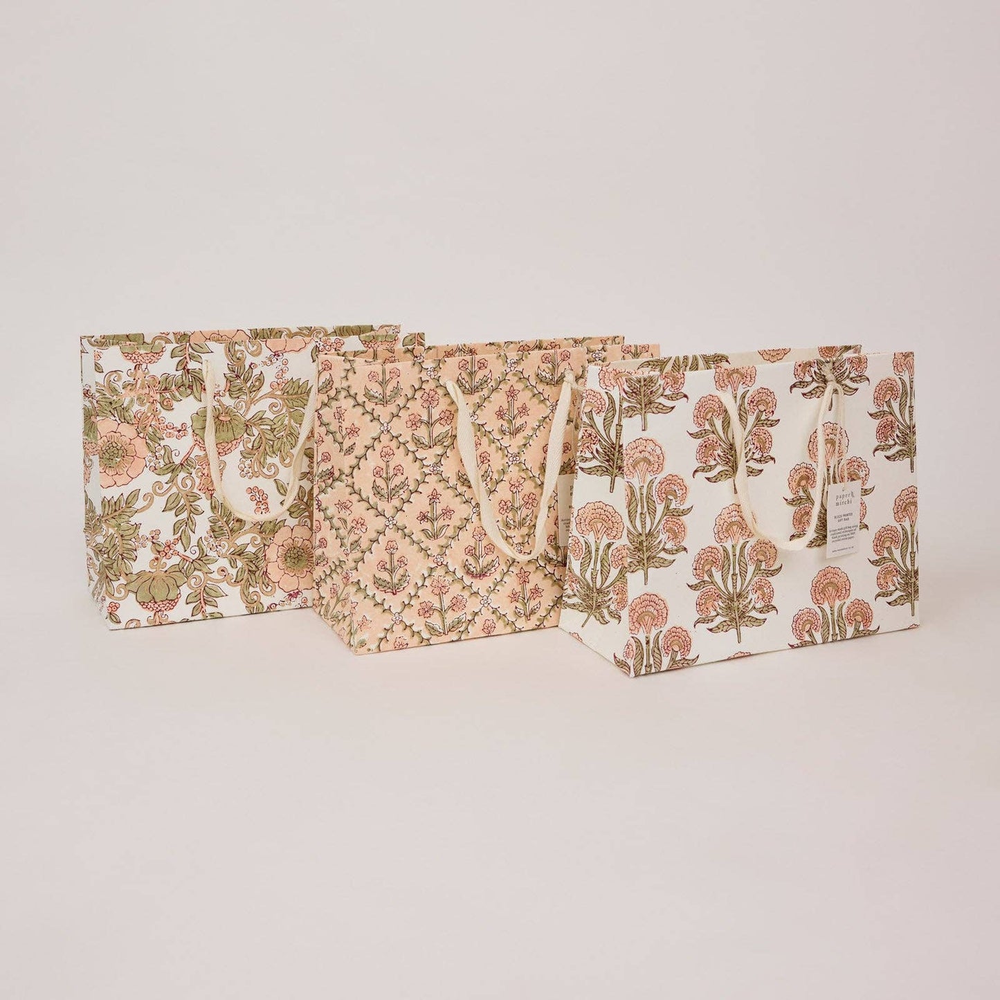 Hand Block Printed Gift Bags (Medium) - Terracotta Collection
