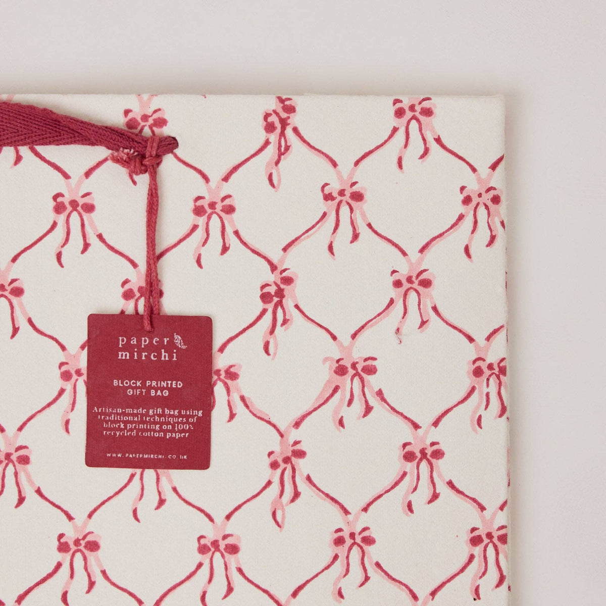 Block Printed Gift Bags (Large) - Christmas Pudding
