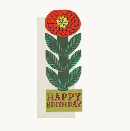 Cheery Red Flower, Happy Birthday Card