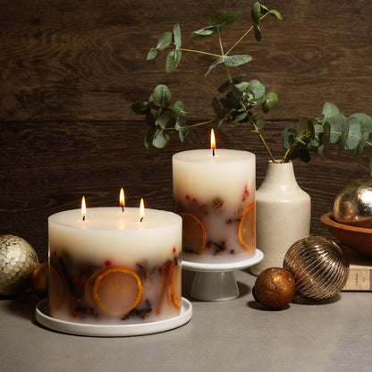 Luxury Handmade Winter Botanical Christmas Pillar Candle Soy / 1 Wick Candle 820g