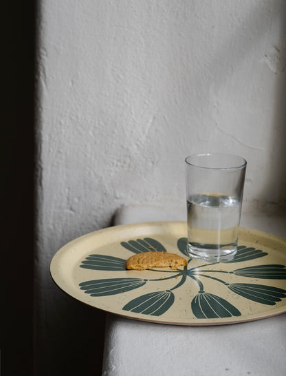 Round Floral Birch Tray
