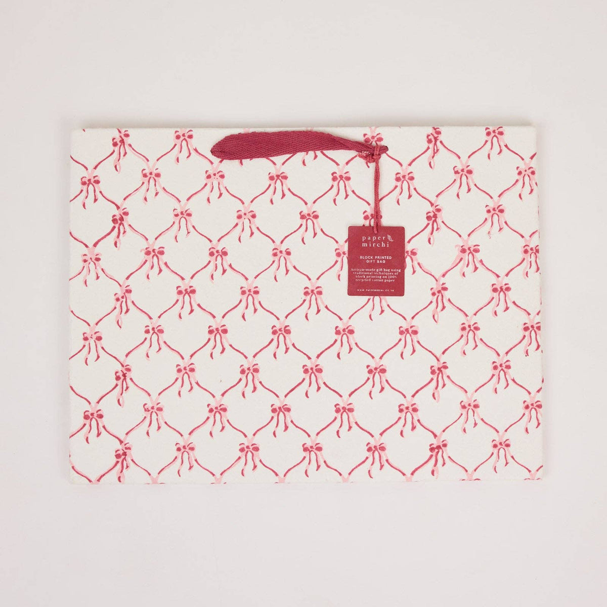 Block Printed Gift Bags (Large) - Christmas Pudding
