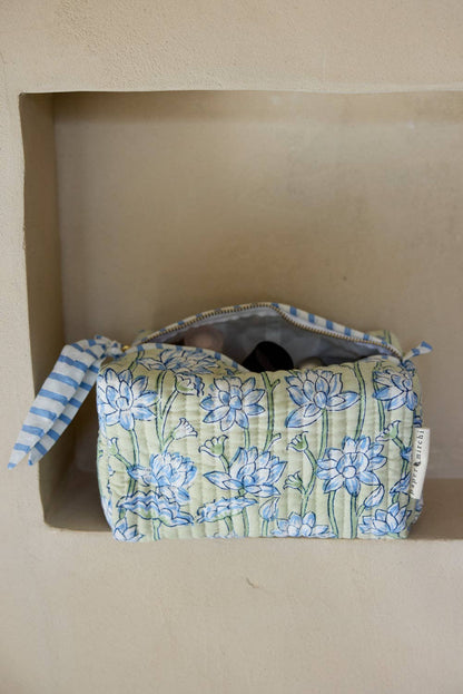 Organic Cotton Toiletry Bag (Medium) - Lotus Indigo