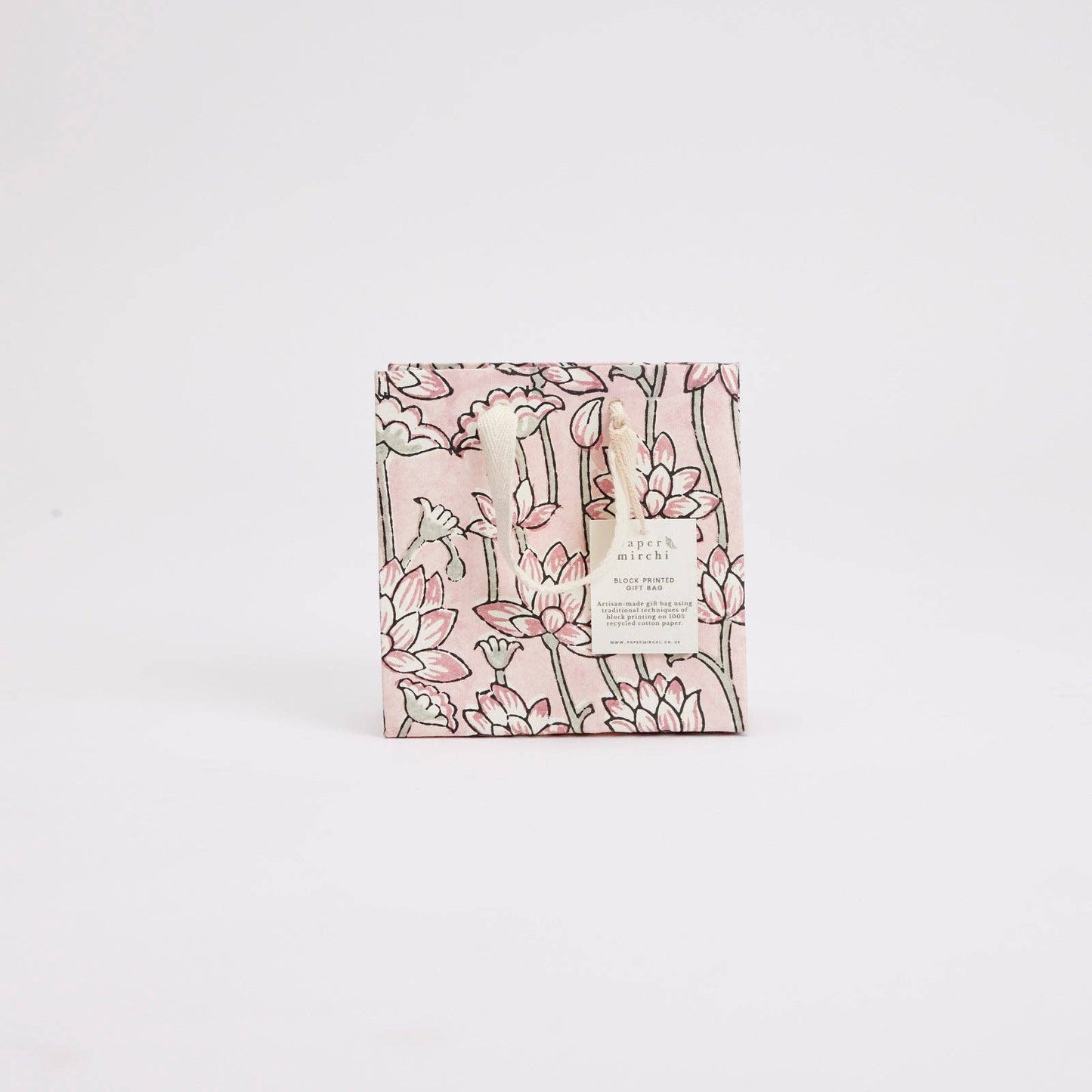 Hand Block Printed Gift Bags (Small) - Pink Earth Collection