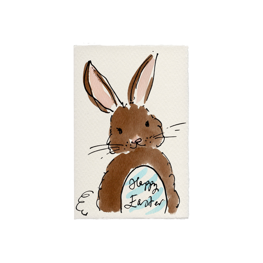 Easter Bunny Greetings Card: Blue Stripes