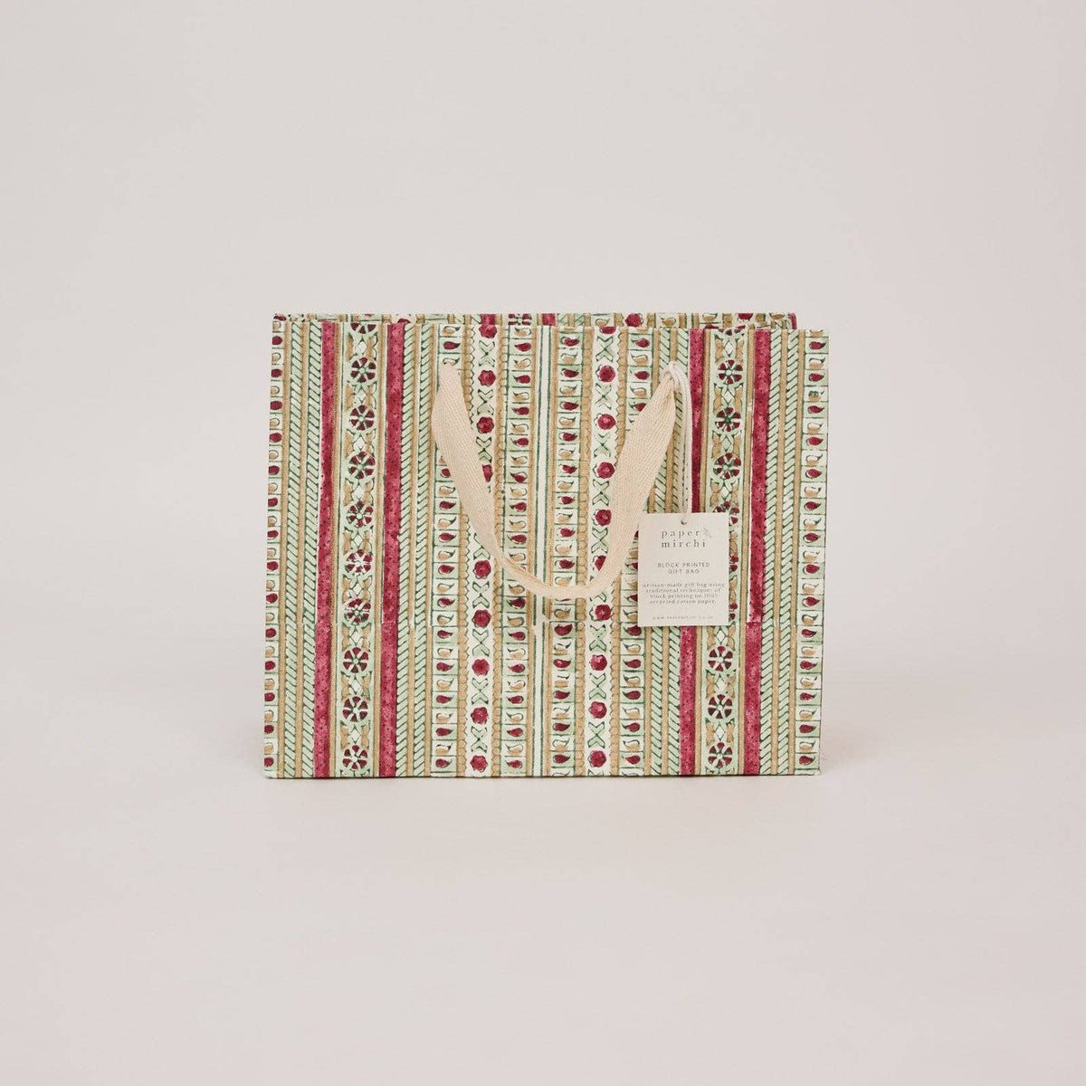 Block Printed Gift Bags (Medium) - Traditional Christmas