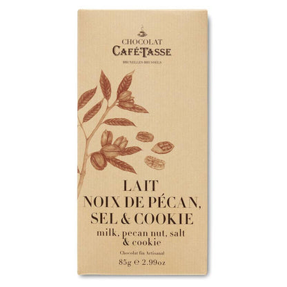 Cafe-Tasse Chocolate Bar 85g 
Milk, pecans, salt and cookies