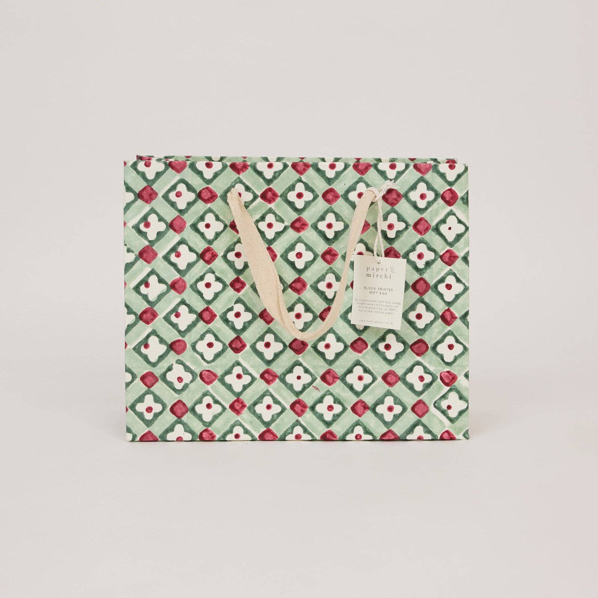 Block Printed Gift Bags (Medium) - Traditional Christmas
