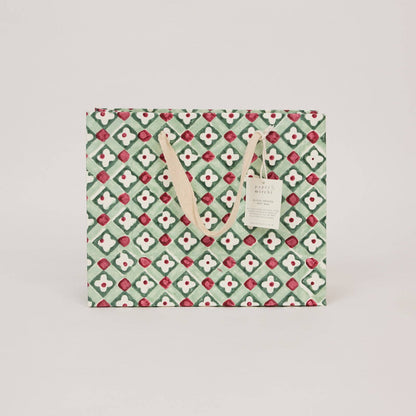 Block Printed Gift Bags (Medium) - Traditional Christmas