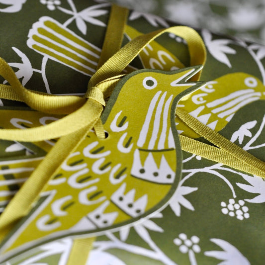 Cambridge Imprint 5 Fancy Songbird Gift Tags in Moss