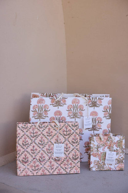 Hand Block Printed Gift Bags (Medium) - Terracotta Collection