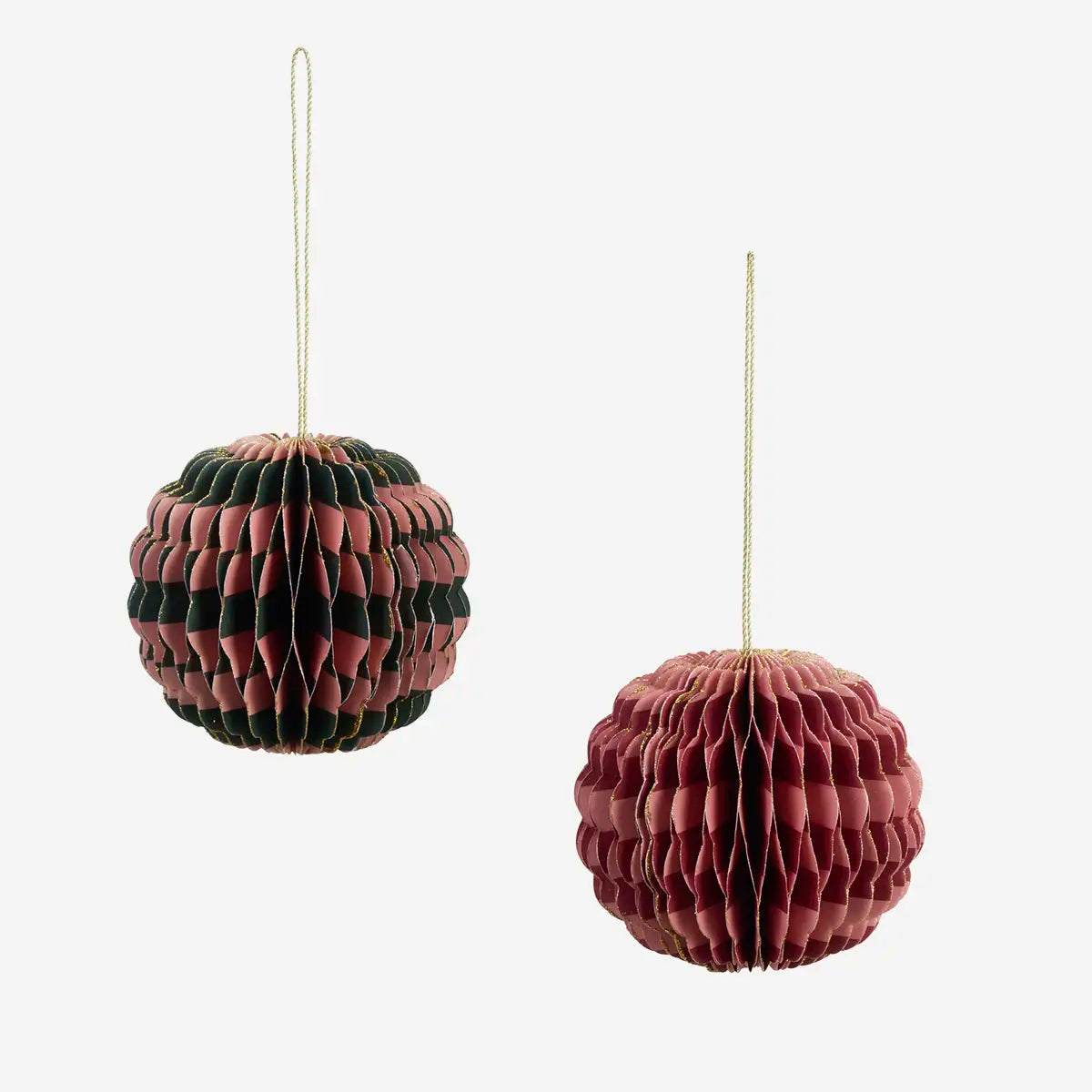 Striped Paper Hanging Christmas Balls
