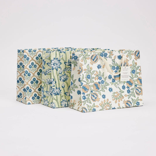 Hand Block Printed Gift Bags (Medium) - Indigo Collection