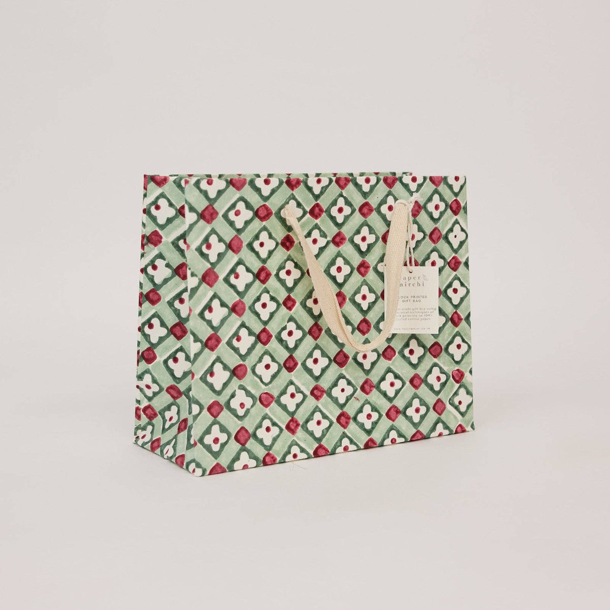 Block Printed Gift Bags (Medium) - Traditional Christmas