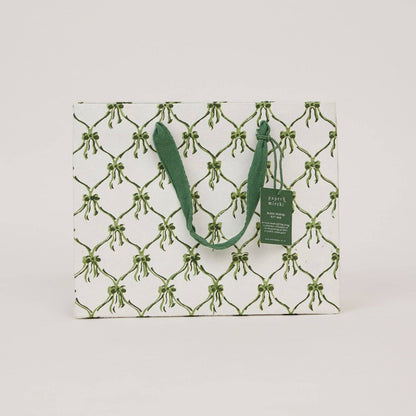 Block Printed Gift Bags (Medium) - Holly Green