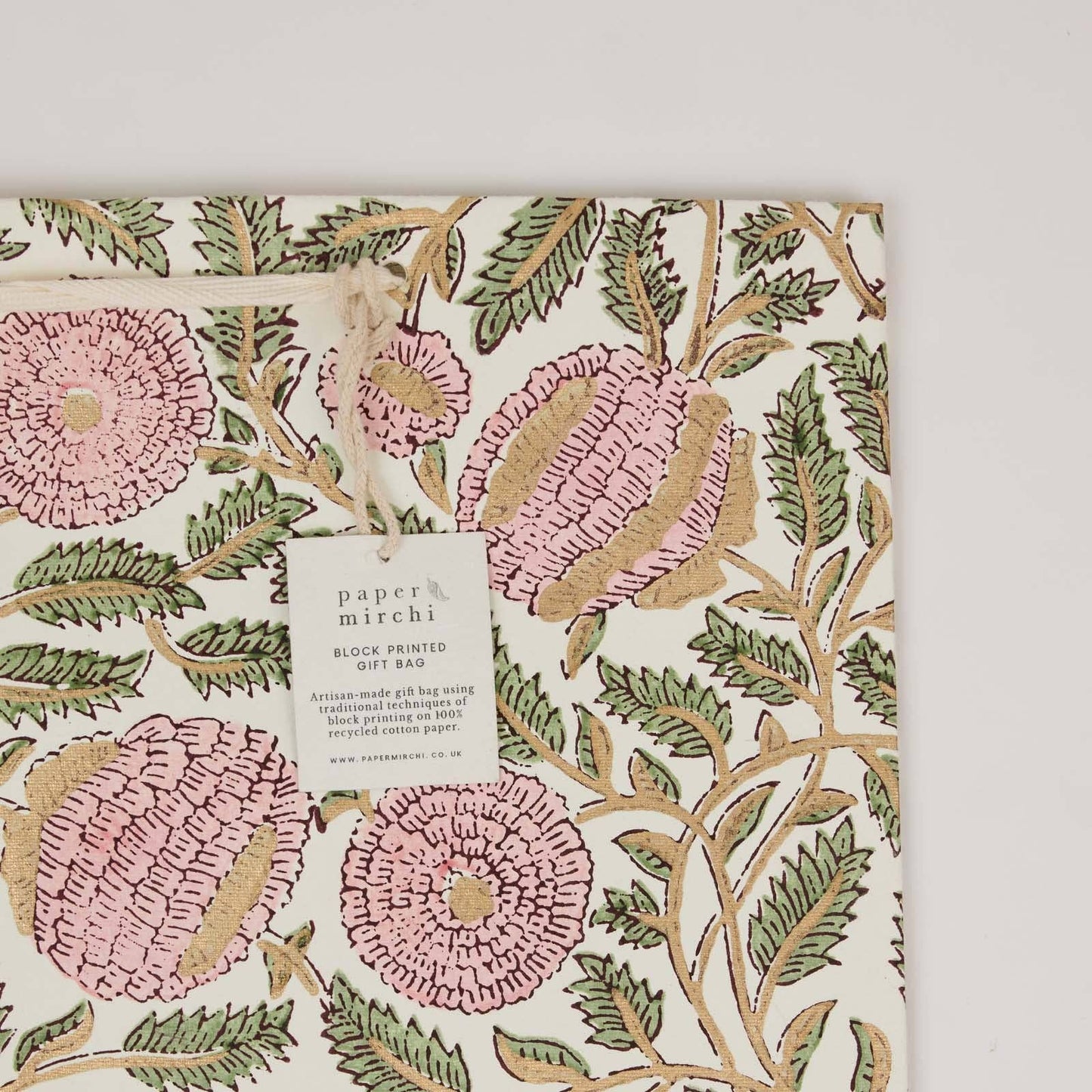 Hand Block Printed Gift Bags (Large) - Blush Refresh Collection