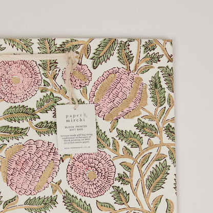 Hand Block Printed Gift Bags (Large) - Blush Refresh Collection
