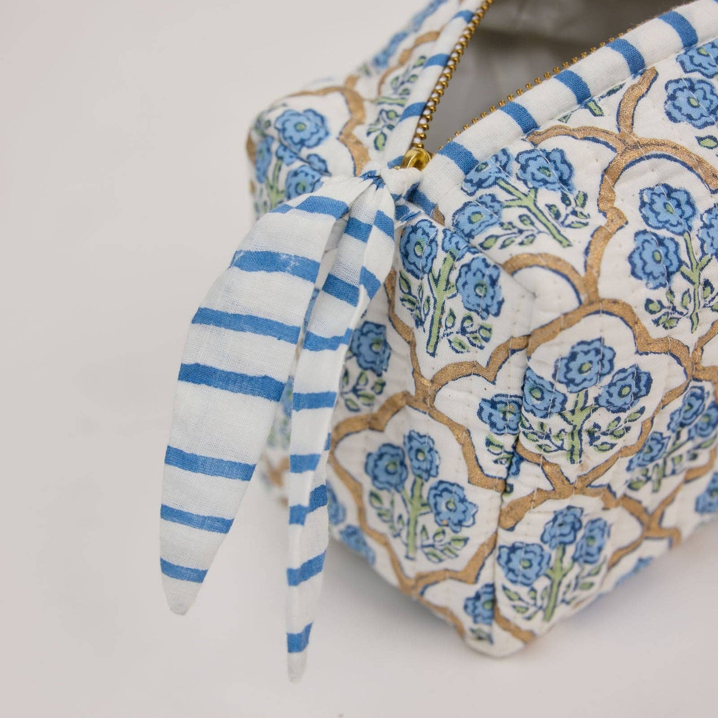 Organic Cotton Toiletry Bag (Small) - Trellis Indigo