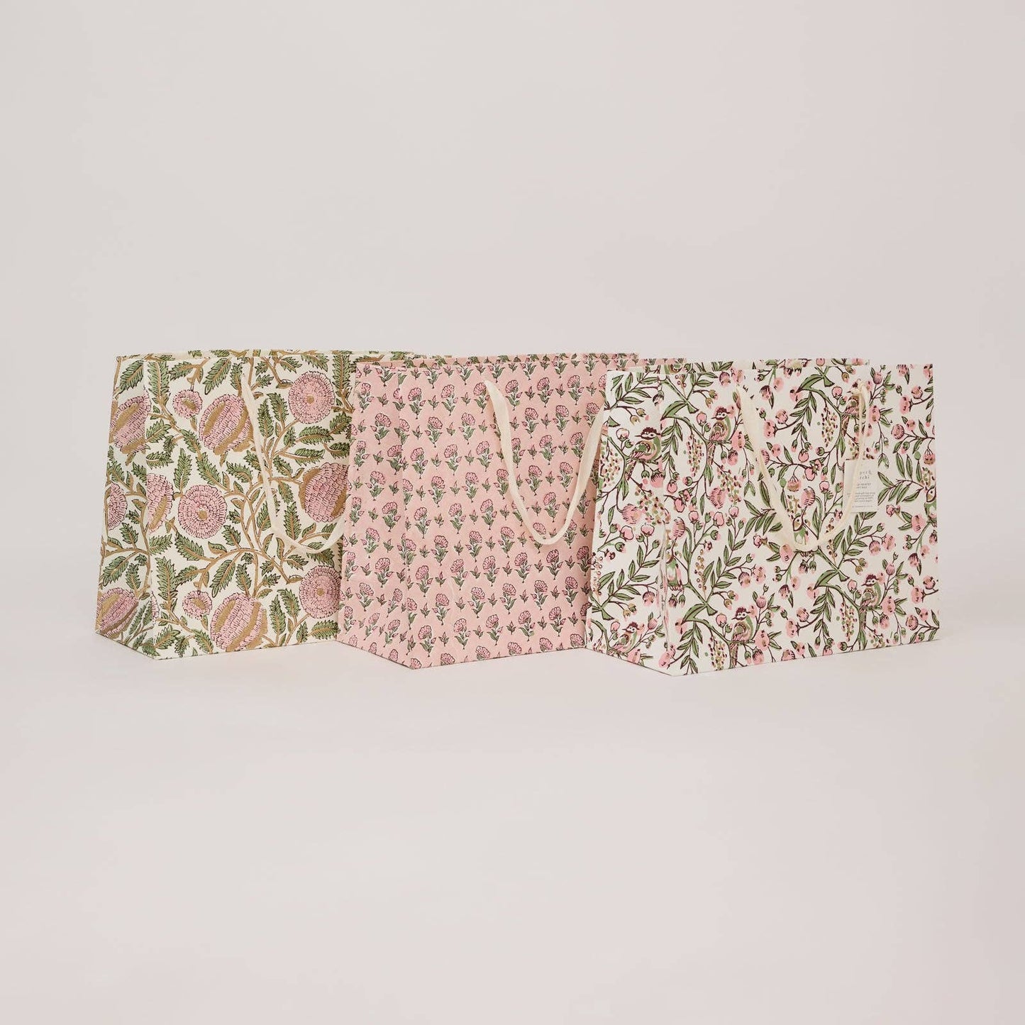 Hand Block Printed Gift Bags (Large) - Blush Refresh Collection