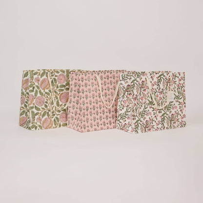 Hand Block Printed Gift Bags (Large) - Blush Refresh Collection