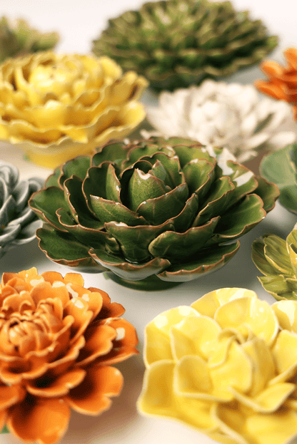 Ceramic Flower - Avocado Green Keiko Peony