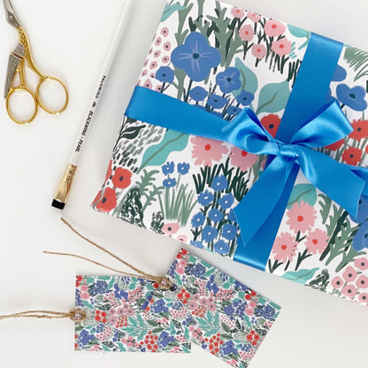 Blue Flower Meadow Recyclable Gift Wrap