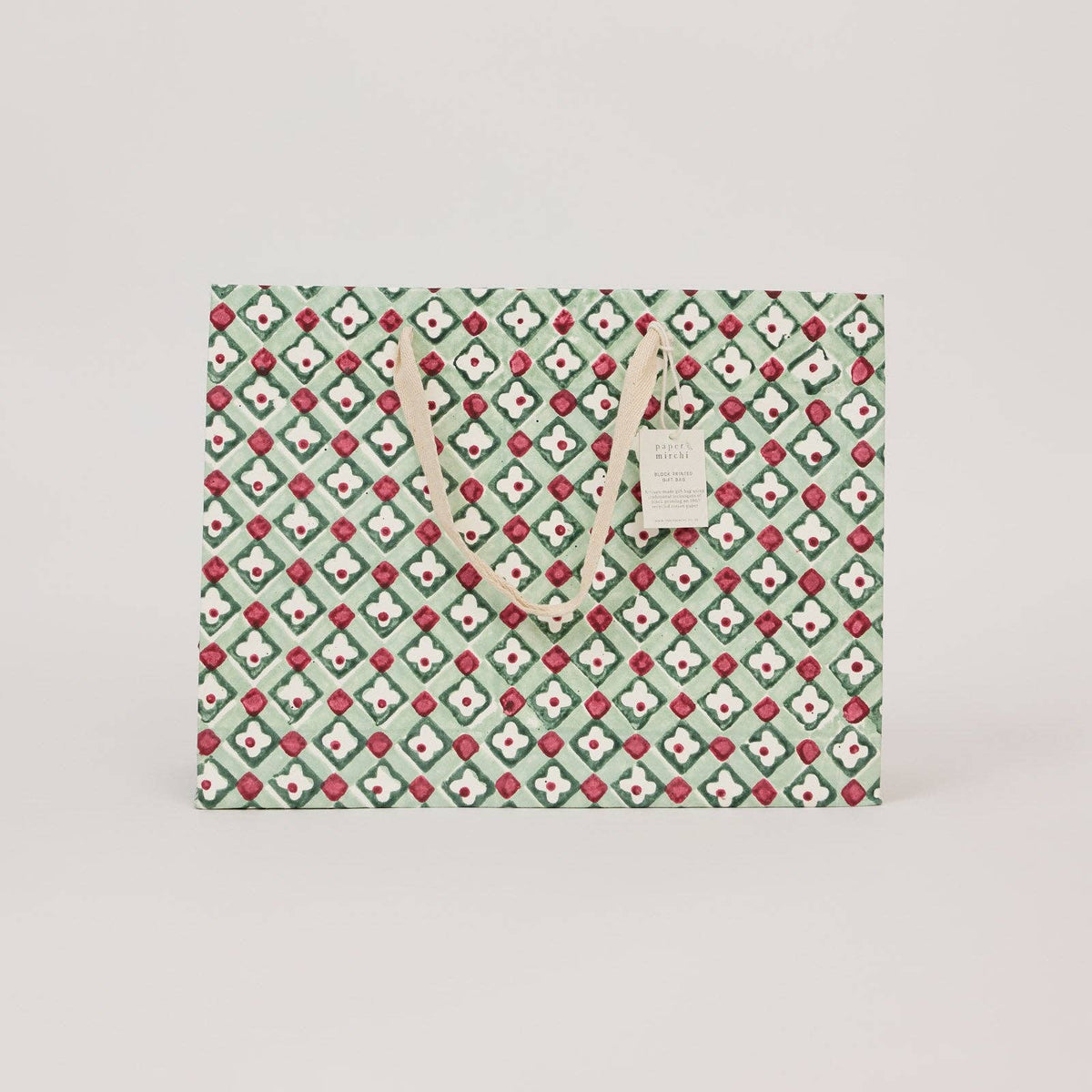 Block Printed Gift Bags (Large) - Traditional Christmas